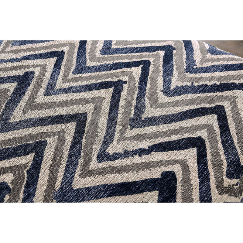 Repose-pieds de style transitionnel moderne à motif zigzag carré avec pattes en bloc et finition multi zigzag