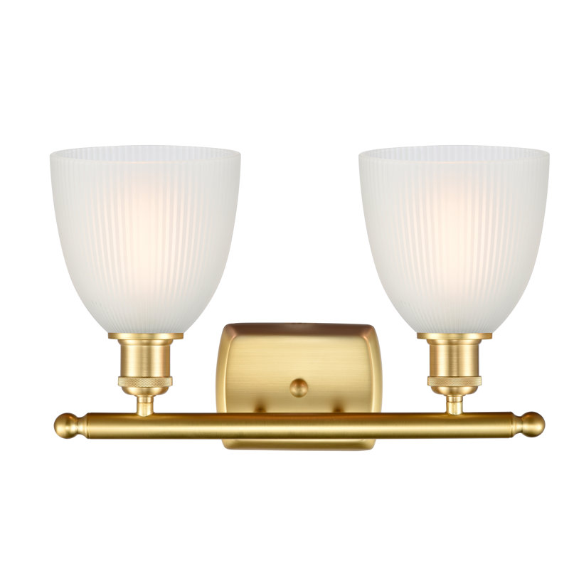 Asdsit 2 - Light Dimmable Vanity Light, 60 Watt Vintage Incandescent Bulb, White, Satin Gold