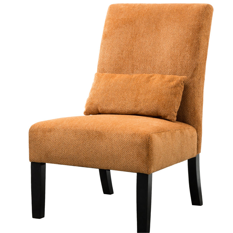 Chaise en tissu de chenille orange - construction, siège confortable, chaise d'appoint contemporaine et moderne, base en bois massif, coussin confortable, style tendance
