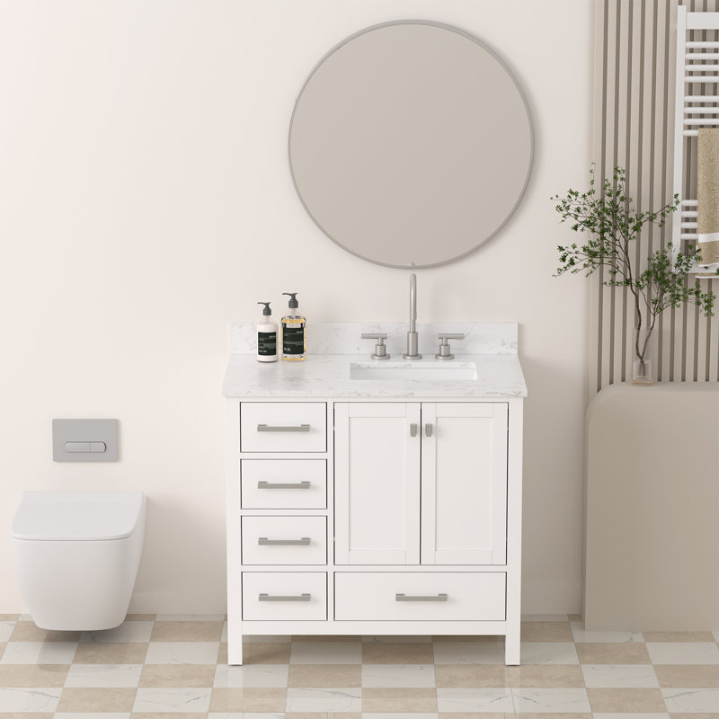 Plan de toilette simple en pierre reconstituée de 91 cm avec lavabo (base non incluse)