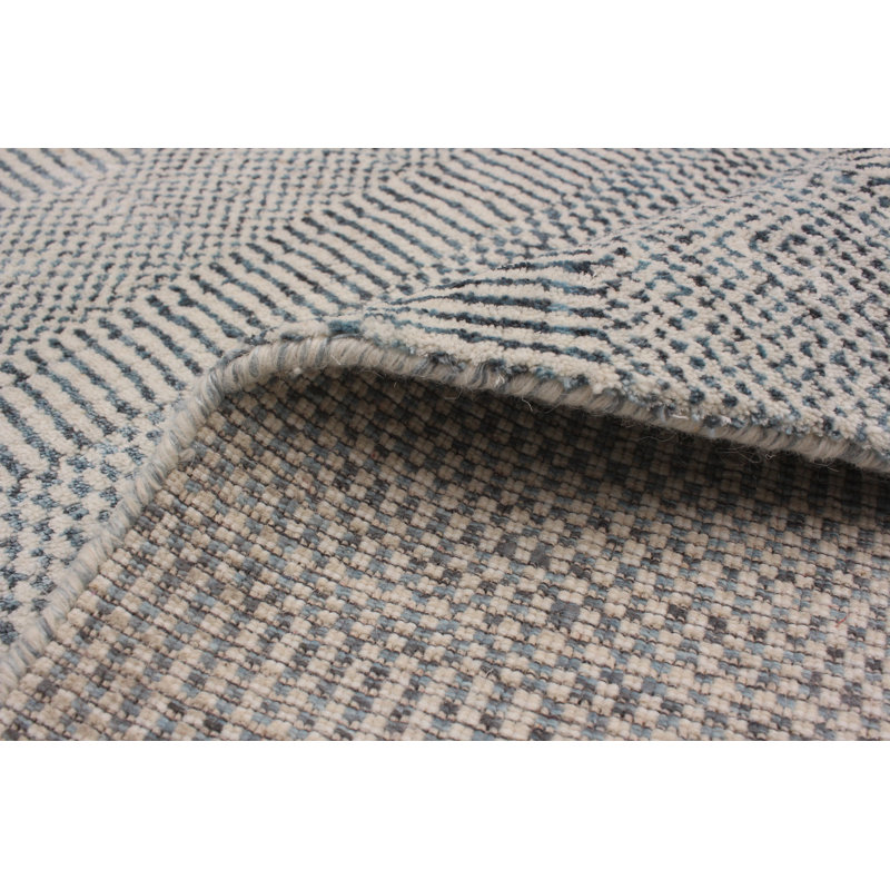 Tapis noué la noir/gris à main perle Wanette