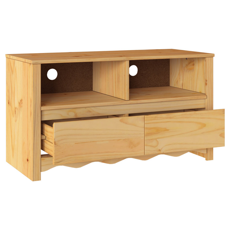 Unfinished TV Stand for TVs up to 40", Solid Wood, Oak