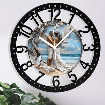 Horloge murale en métal pour le salon - Chemin forestier de 10 po bordé de fleurs Bluebell silencieuses, fonctionnant à piles, horloges antiques pour maison de campagne, chambre à coucher, cuisine - chiffres arabes