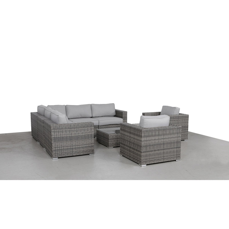 Roseland Wicker Fully Assembled 6 - Person Seating Group with Cushions