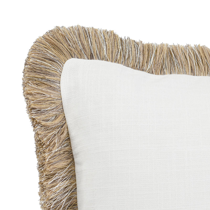 Cara Fringe Linen Blend Throw Pillow, 16"H x 36"W, Rectangular