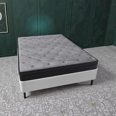 12 Inch Queen Size Soft-Medium Firm Mattress with 560 Pocket Coils, Targeted Body Support & Motion Isolation, Mattress in a Box - Grey