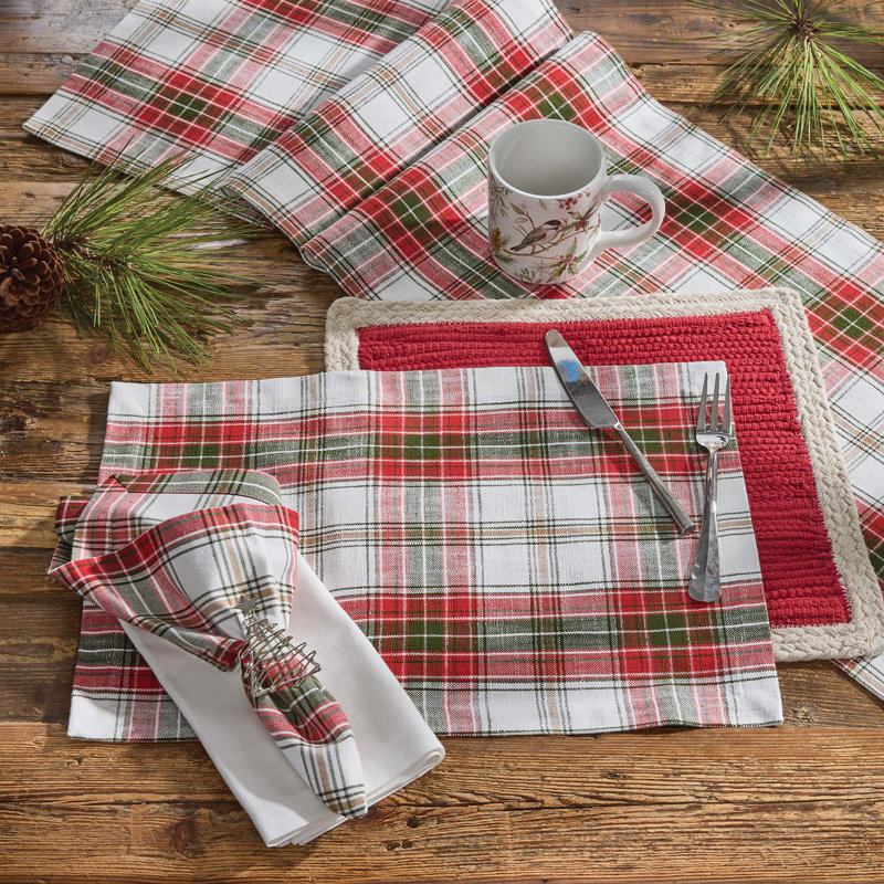  Ensemble de 4 serviettes de table Fraser, Carreaux rouges