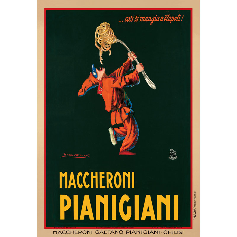 Maccheroni Pianigiani, 1922 by Leonetto Cappiello - Wrapped Canvas Print, 46cm H x 30cm W