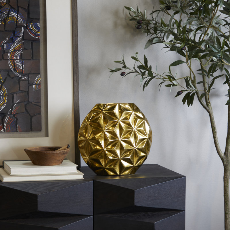Vase en aluminium, H 11,2 po x l 12,25 po x P 4,15 po, Or