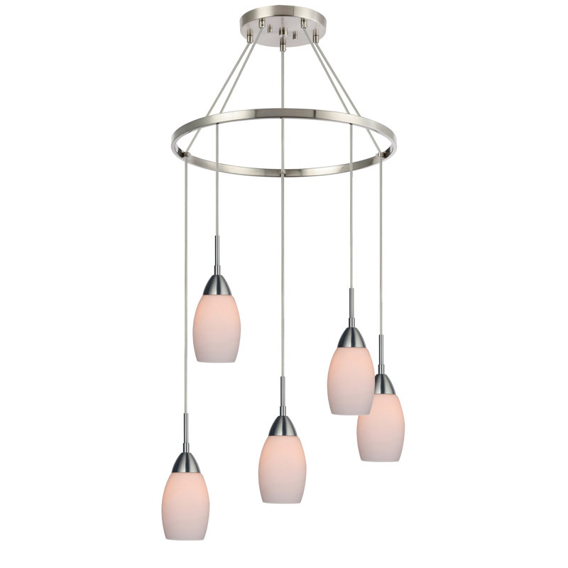 Murphy 5 - Light Tiered Chandelier, Opal, Satin Nickel