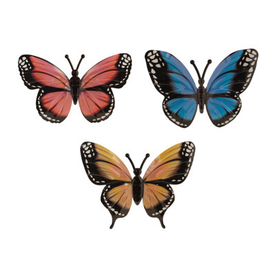 Ensemble de 3 papillons de jardin en fer