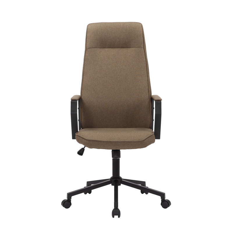 Linen Office Chair with Headrest, Brown