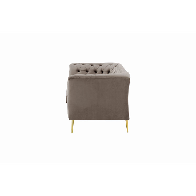 Burnham 2 Seater Velvet Sofa, 74cm H X 183cm W X 80cm D, Elephant