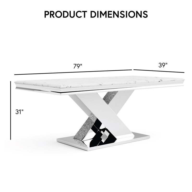 Newlyn Sugely Stone Top Dining Table, Silver