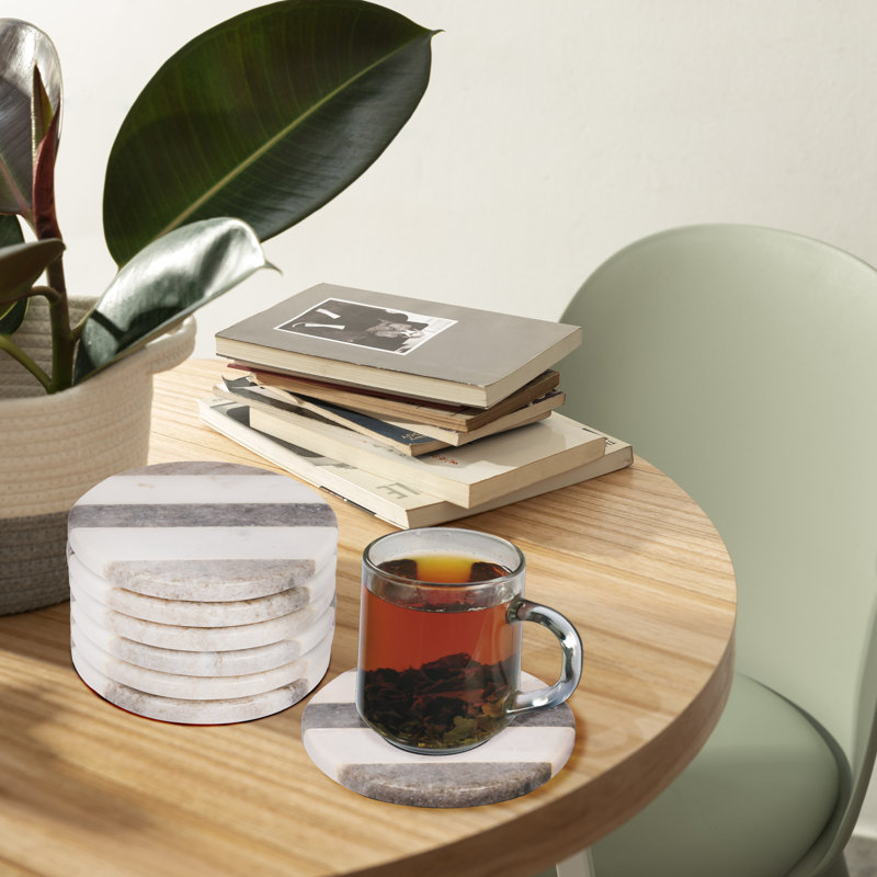 Sous-verre rayé en marbre, Beige
