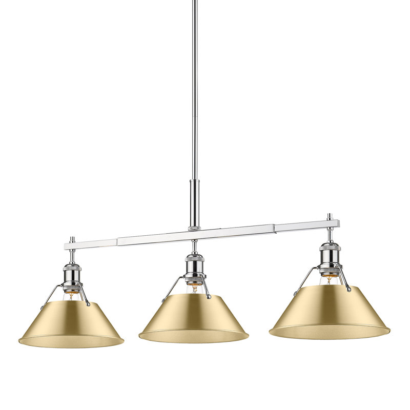 Luminaire suspendu linéaire à 3 lumières pour îlot de cuisine Weatherford, Chrome, Bronze champagne brossé