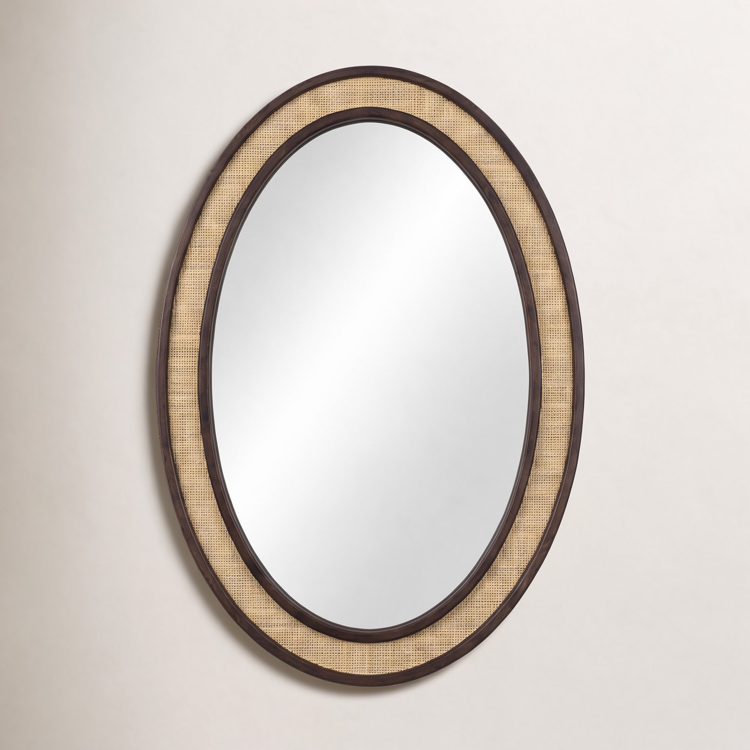 24" Oval Accent Mirror, Tan