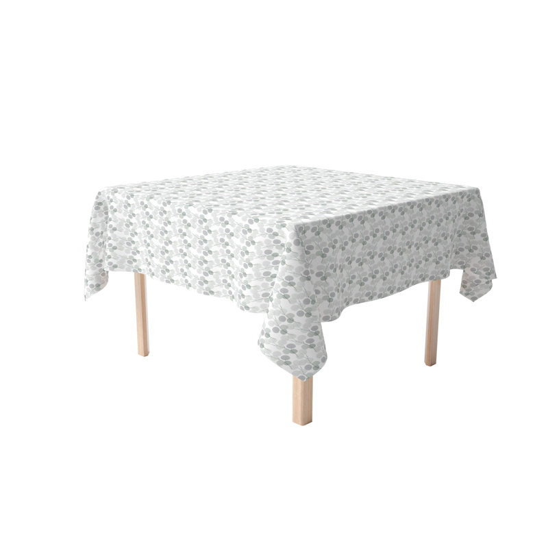 Rectangular Tablecloth, 100% Cotton, 52X104", Monochrome Branches, 52" x 52"