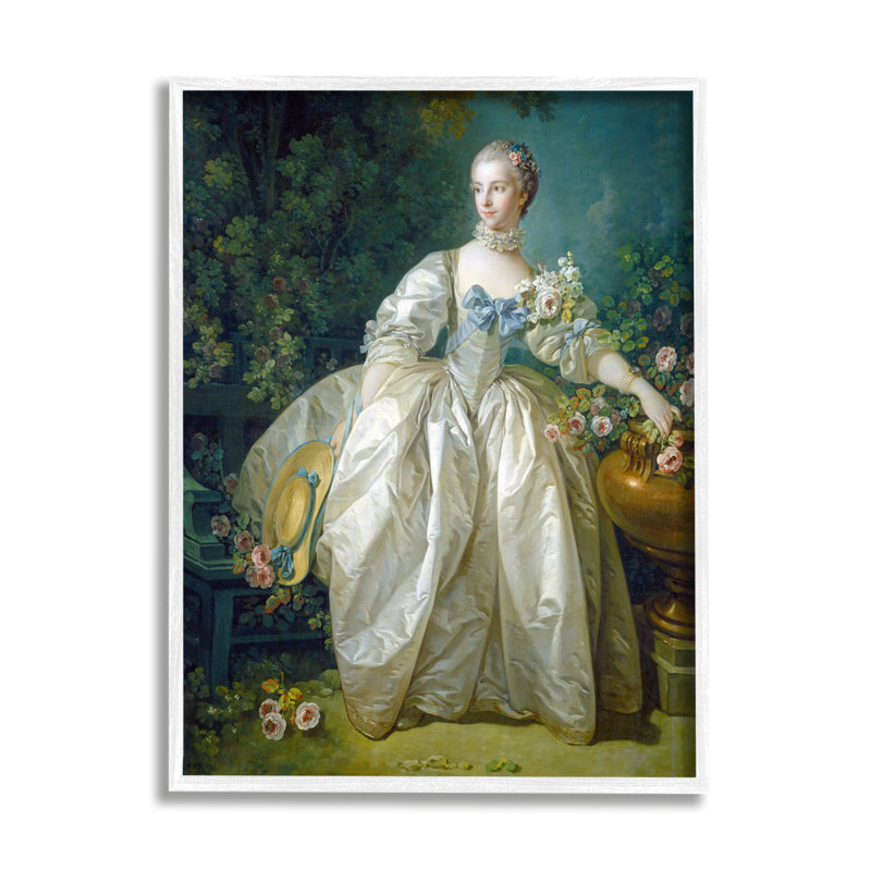 «Madame Bergeret» par One1000paintings - Peinture sur toile à cadre flottant, H 30 po x l 24 po x P 1,5 po, Blanc