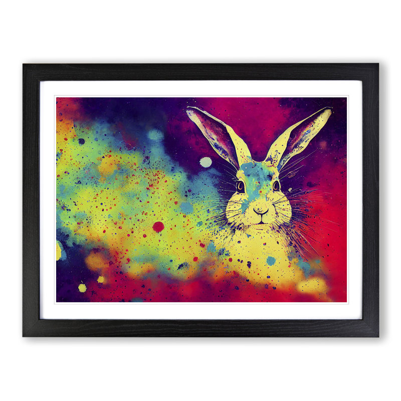 Hare Splash Vol.5 - Single Picture Frame Painting, Black, 46cm H x 64cm W x 2cm D