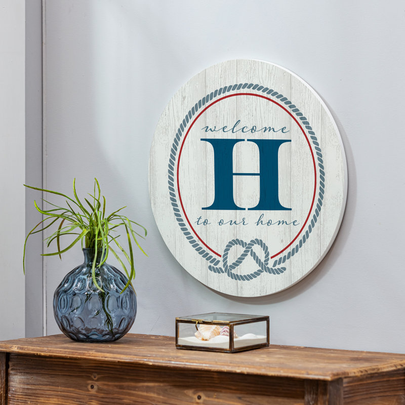 Monogramme de porte côtière H 18 po, Bleu / blanc / rouge