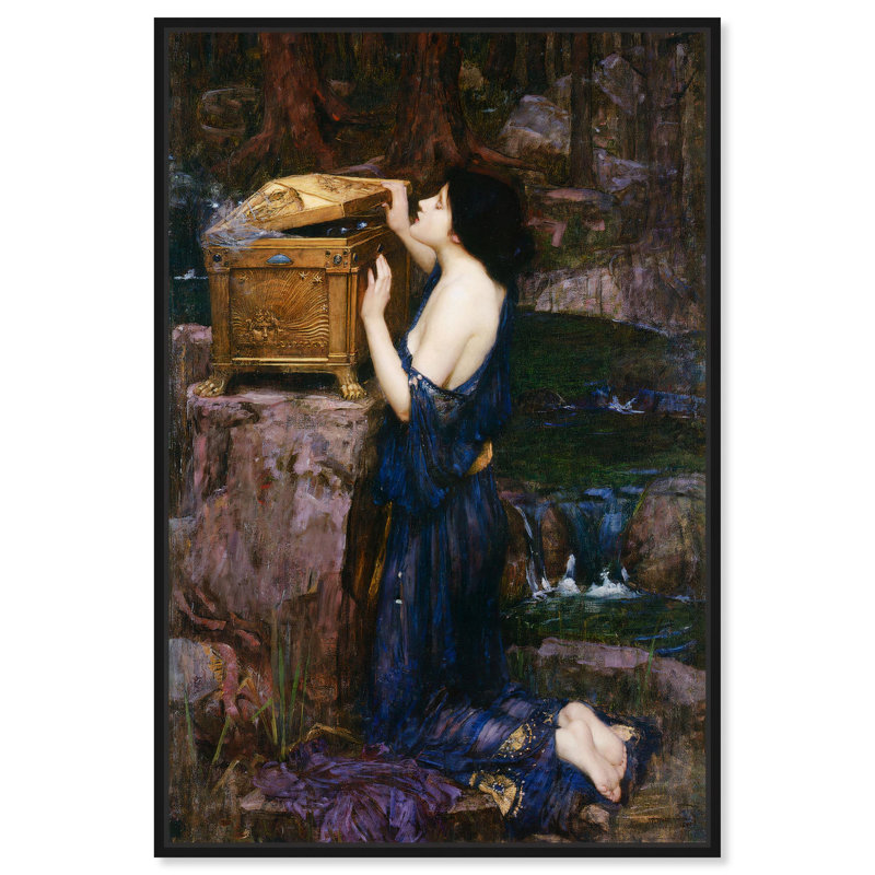 Art Remedy, toile Portraits classiques, Pandora 1896, Cadre flottant noir, H 16 po x l 11 po