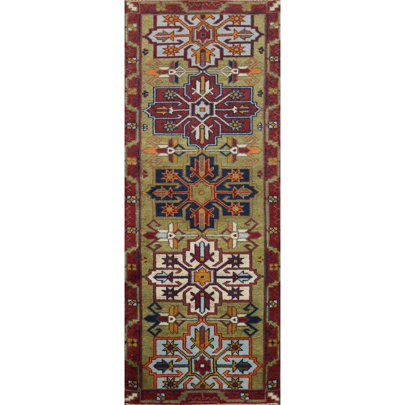 Tapis vert vert Oushak 3 x 8