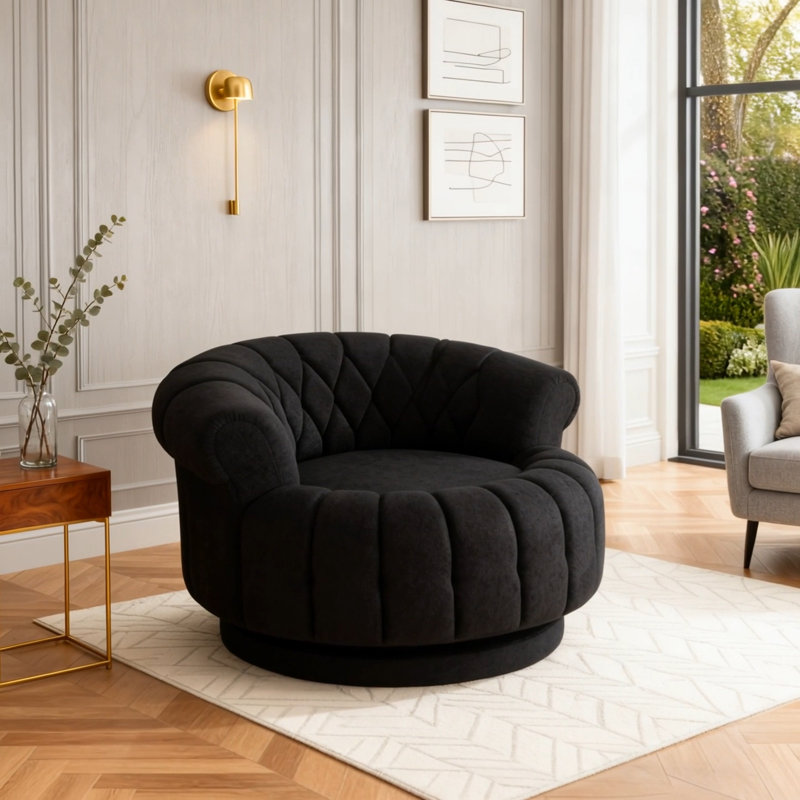 Chaise d'appoint ronde et pivotante, Noir