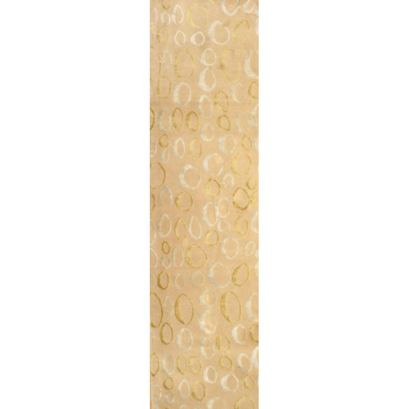 Tapis de couloir beige en coton / laine noué à la main à motif géométrique 2 pi 9 po x 10 pi Xanna