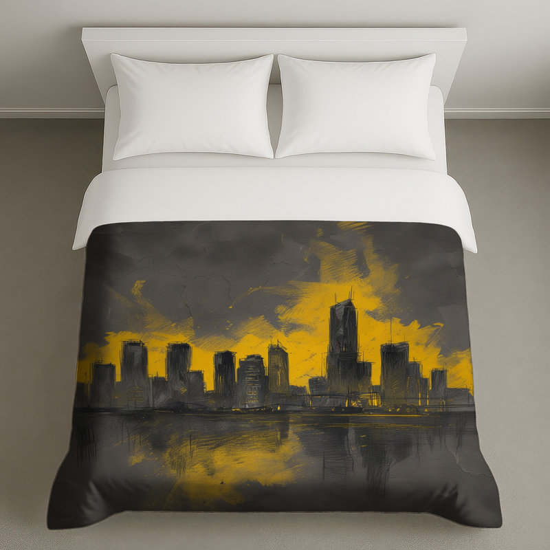 Housses de couette Yellow City Skyline, Grand lit