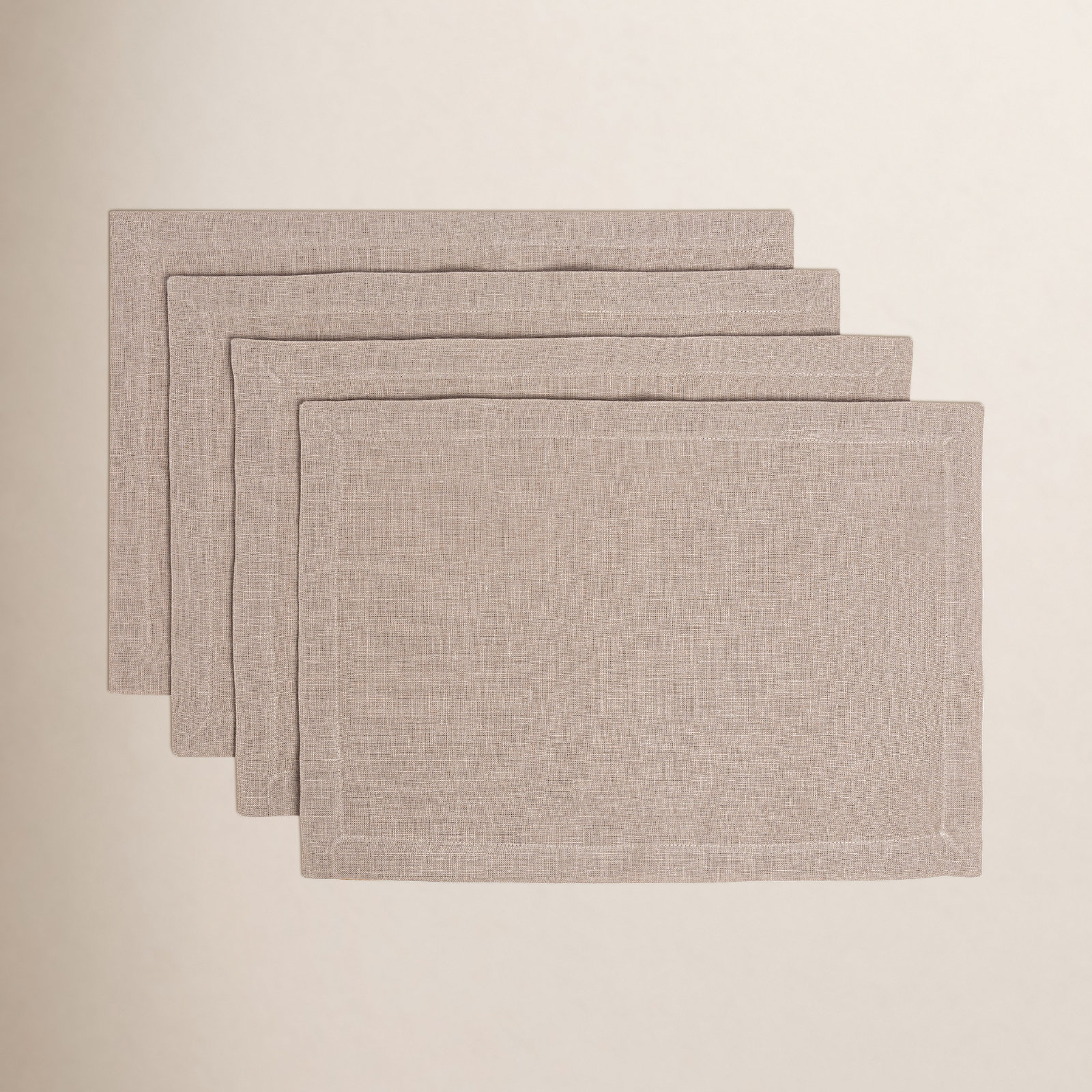 Over&Back 100% Linen Woven Placemats, Set of 4, Tan