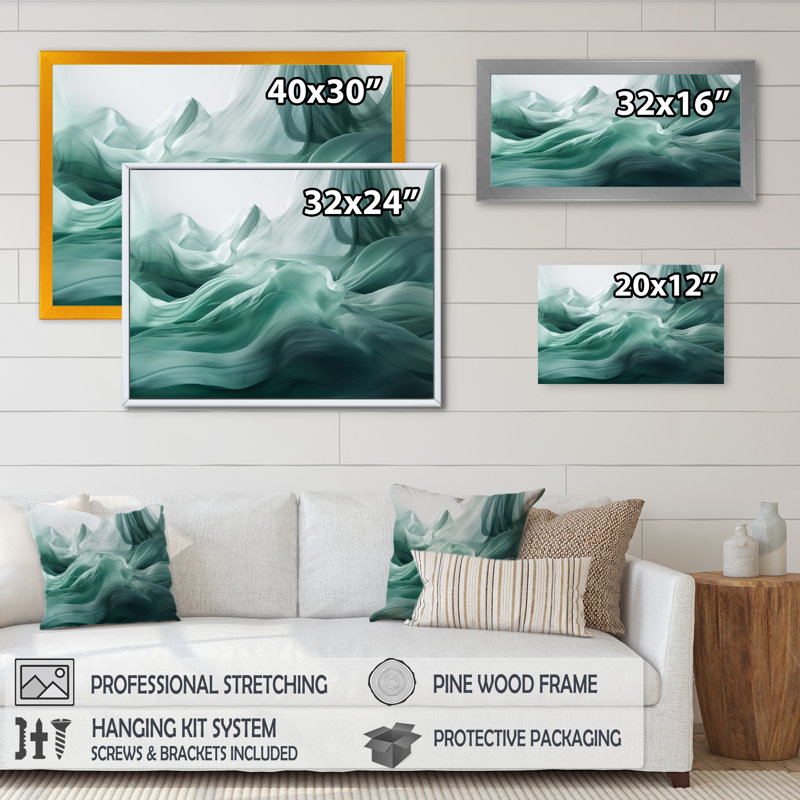 Vert, le chef-d'œuvre aquatique III, reproduction d'art sur toile, H 24 po x l 32 po x P 1 po, Cadre flottant doré