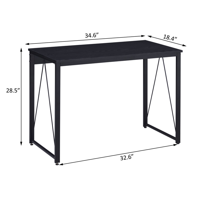 Floydia Metal Base Writing Desk, 28.5" H x 34.6" W x 18.4" D, Black