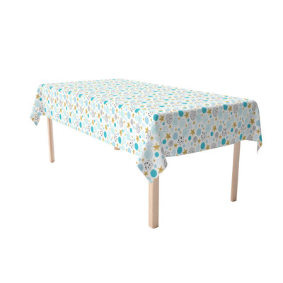 Rectangular Tablecloth, 100% Cotton, 60X104", Golden Stars And Blue Dots