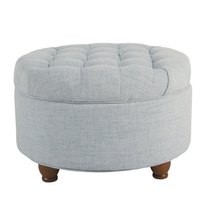 Aldolphus 25" Wide Tufted Round Storage Ottoman