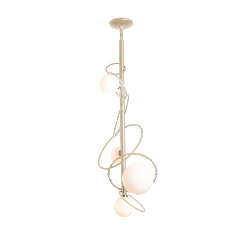 Olympus Vertical Pendant - Opal Glass, Soft Gold