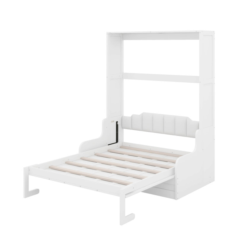 Grand lit escamotable mural avec coussin, Blanc