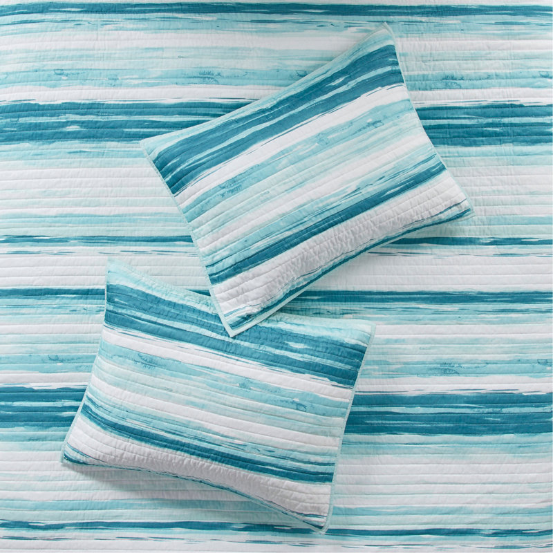 Ensemble de courtepointe 6 pièces avec coussins décoratifs 6 pièces, Turquoise