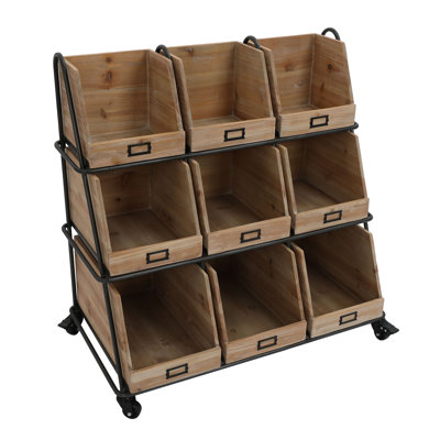 VIP Metal 33.75 in. Black Rolling Triangle Frame with 9 Bins