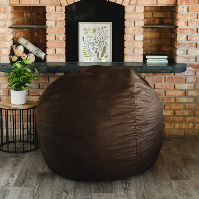 Big Joe Fuf 5Ft Oversized Foam Bean Bag Chair with Removable Cover for Kids, Teens, Adults, Jet Black Plush, Soft Polyester, 5 foot Large Reading and Gaming Seat