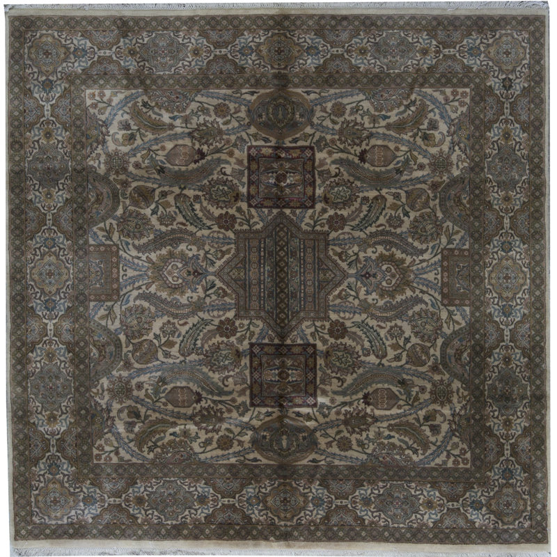 Tapis doré et doré de haute qualité noué à la main