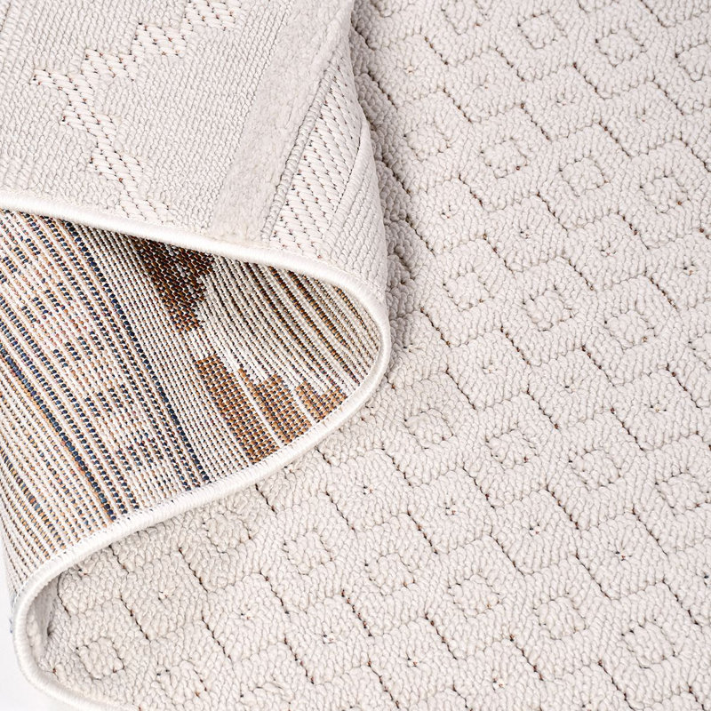 Tapis beige moderne lavable à la machine, Rectangle 3 pi 4 po x 6 pi 7 po