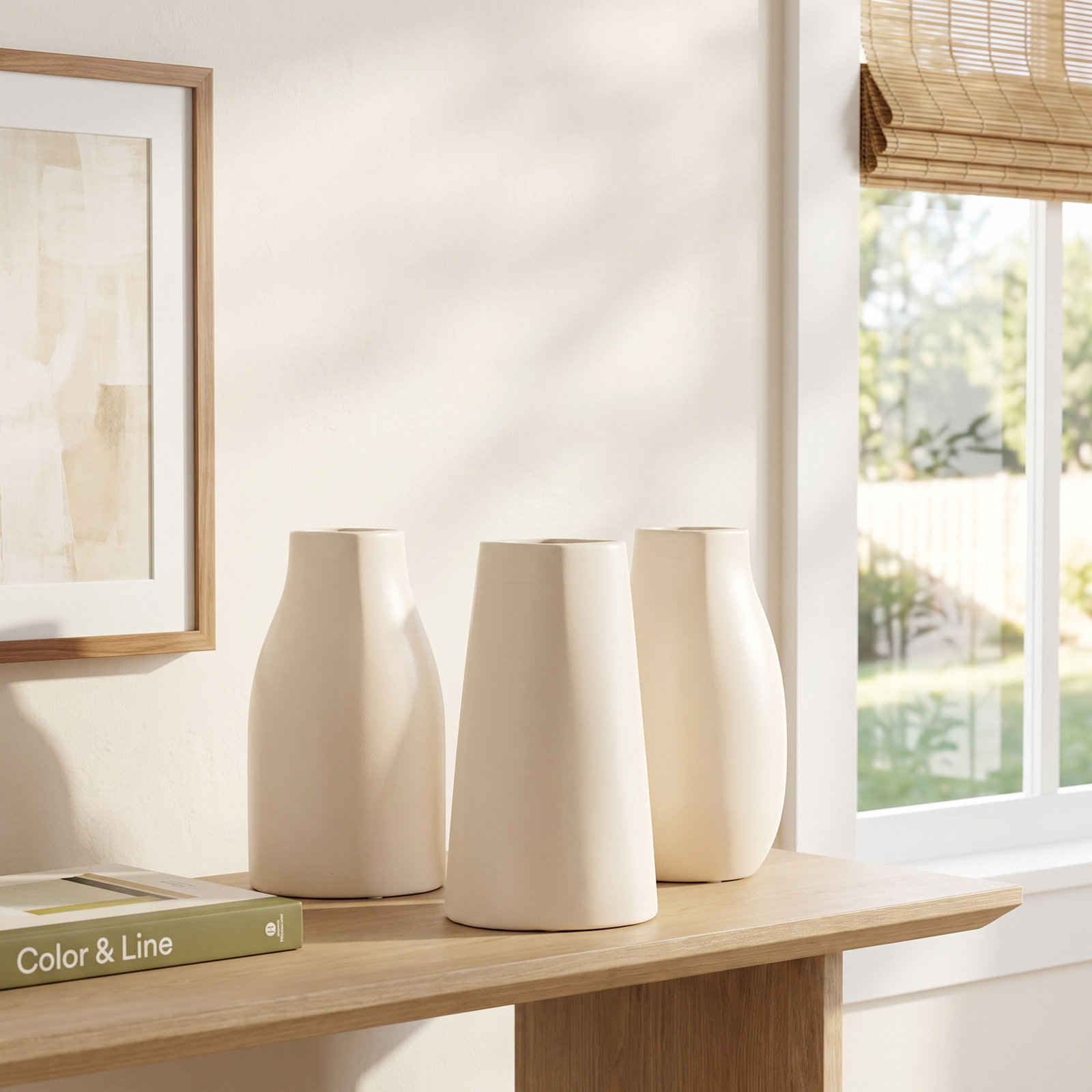 Mable Ceramic Table Vase, Cream