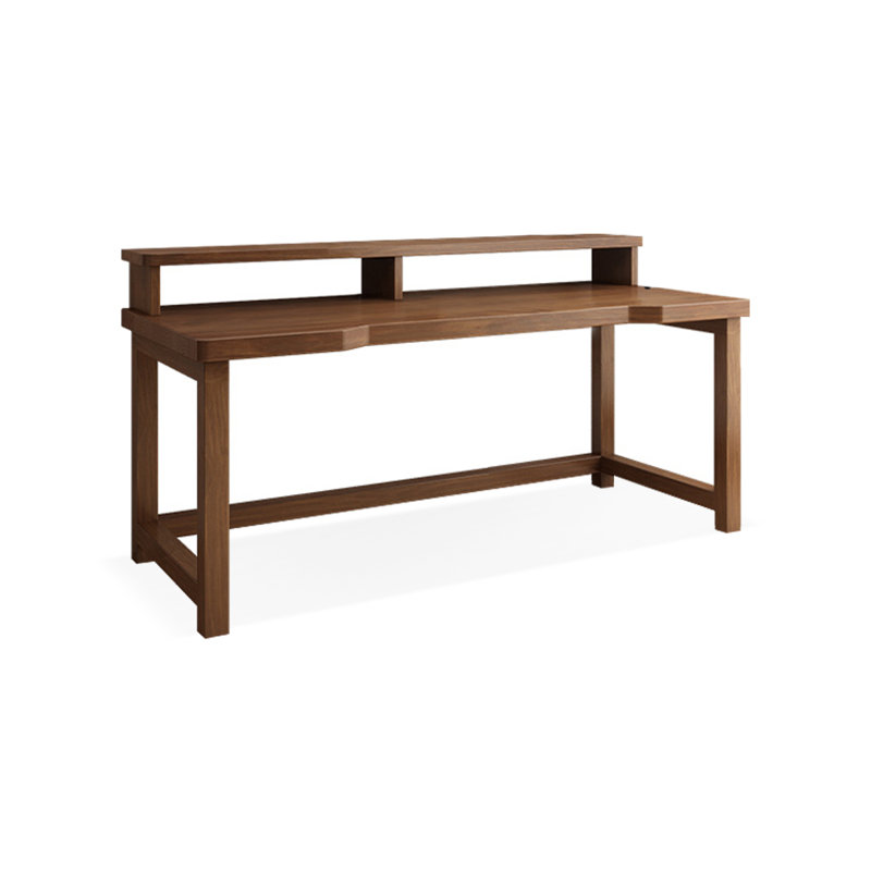 Tan Rectangular Solid Wood desks, 34.25" H x 70.87" W x 23.62" D