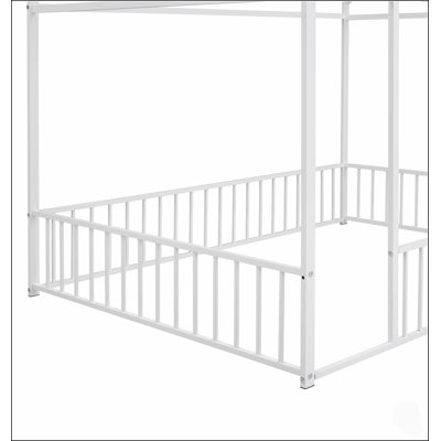 Cadre de lit robuste en métal avec barrière de protection pour enfants et adolescents, assurant sécurité et confort dans n'importe quelle chambre.
