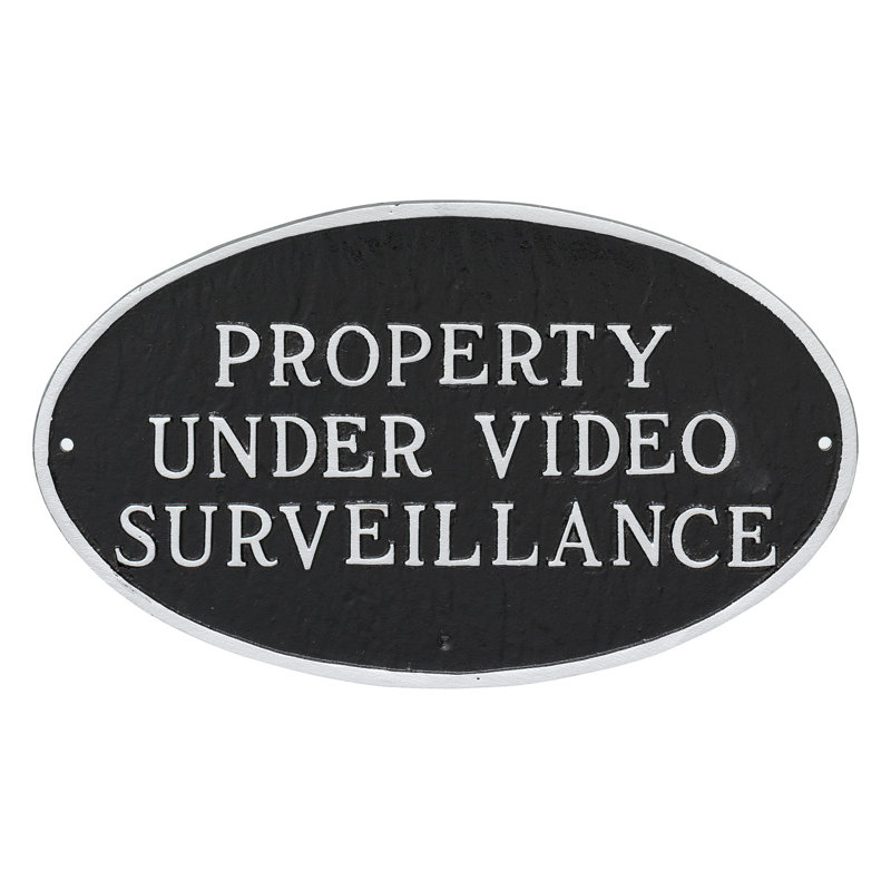 Plaque de jardin « Property under Video vidéosurveillance » bogdans Property, Noir / argent, H 8,5 po x l 13 po x P 0,25 po