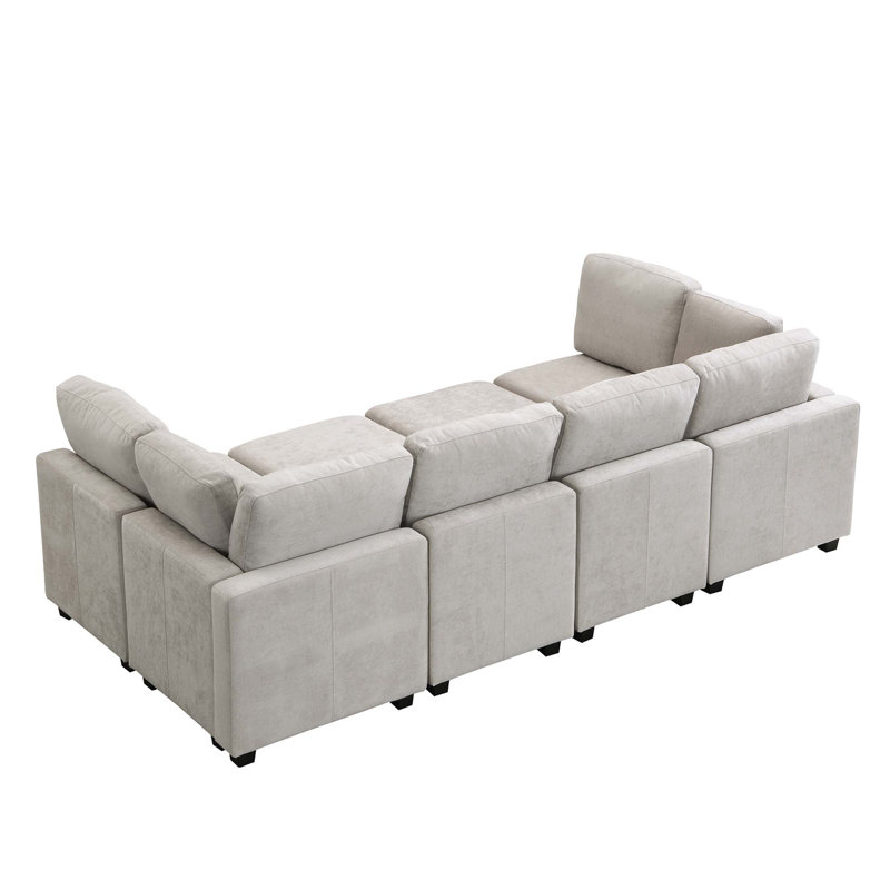 Canapé en chenille avec accoudoirs carrés, Gris