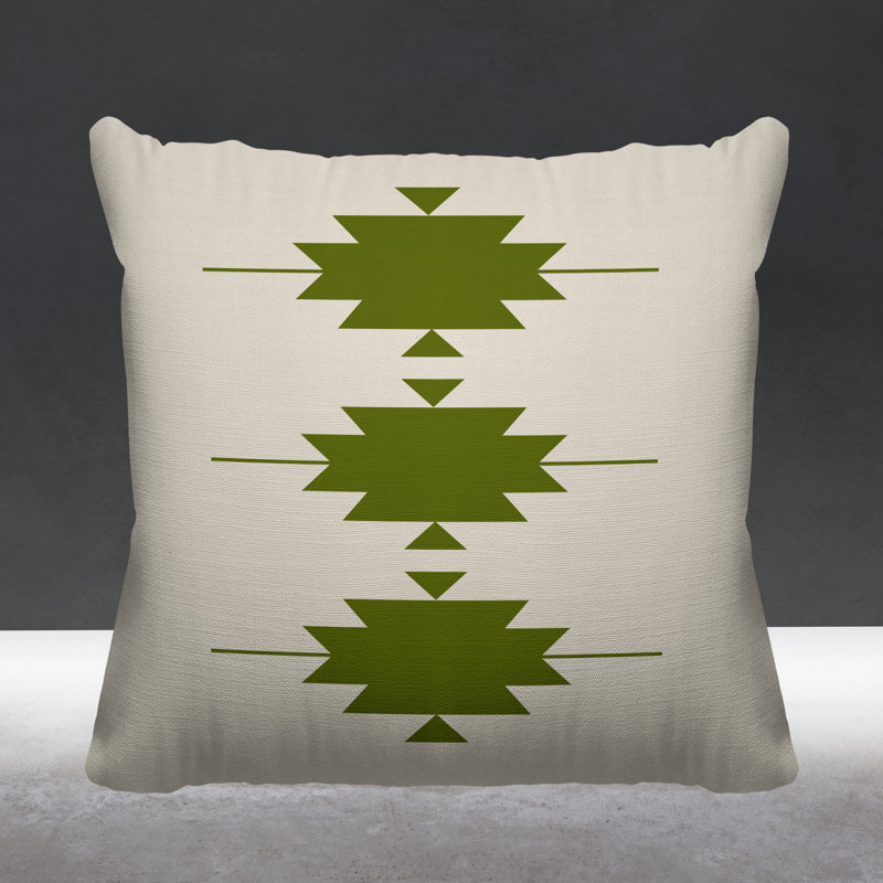 Coussin décoratif intérieur / extérieur Paco Southwestern, L 17 po x H 17 po, Chartreuse