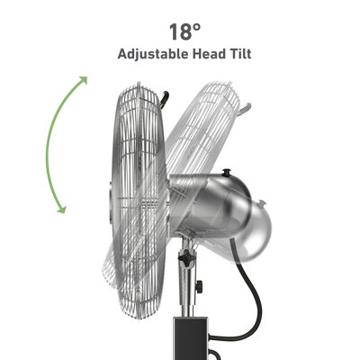 16" Oscillating Digital Chrome Metal Stand Fan, 3 Speeds, Remote Control