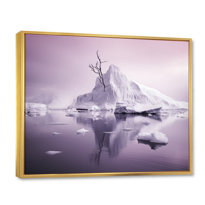 " Pink Purple Iceberg Arctic Elegance ", Cadre flottant doré, H 12 po x l 20 po x P 1 po